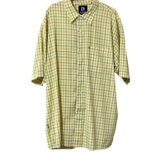 KARL KANI BUTTON DOWN SHORT SLEEVE PLAID SHIRT SZ XL EUC